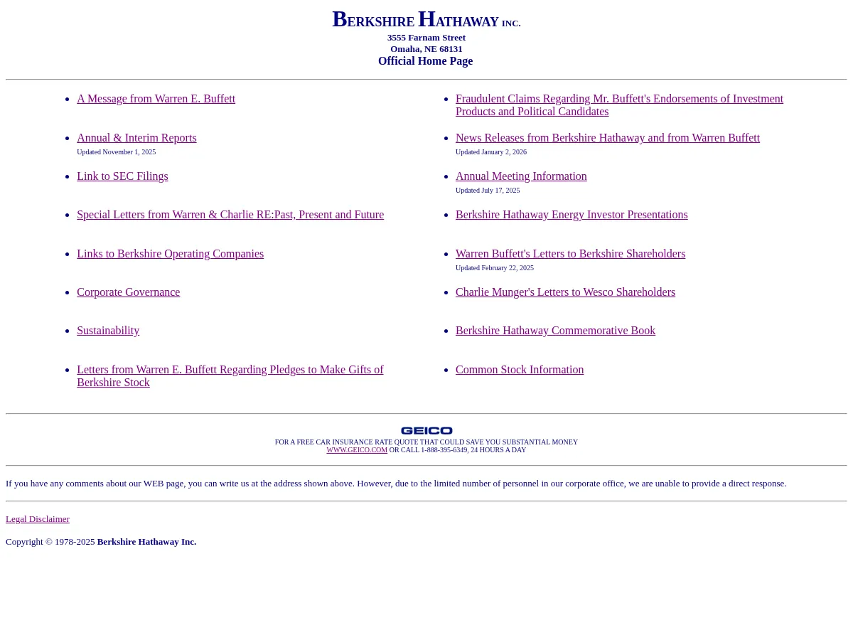 Berkshire Hathaway Screenshot