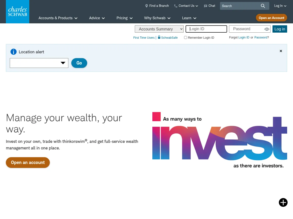 Charles Schwab Screenshot