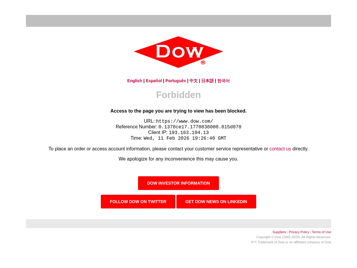Dow Inc Screenshot