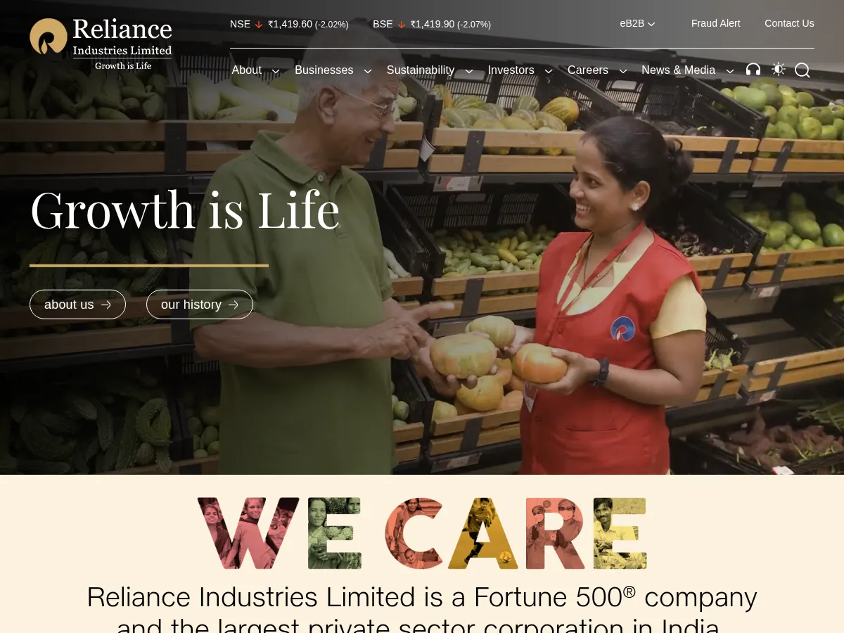 Reliance Industries (via ADR) Screenshot