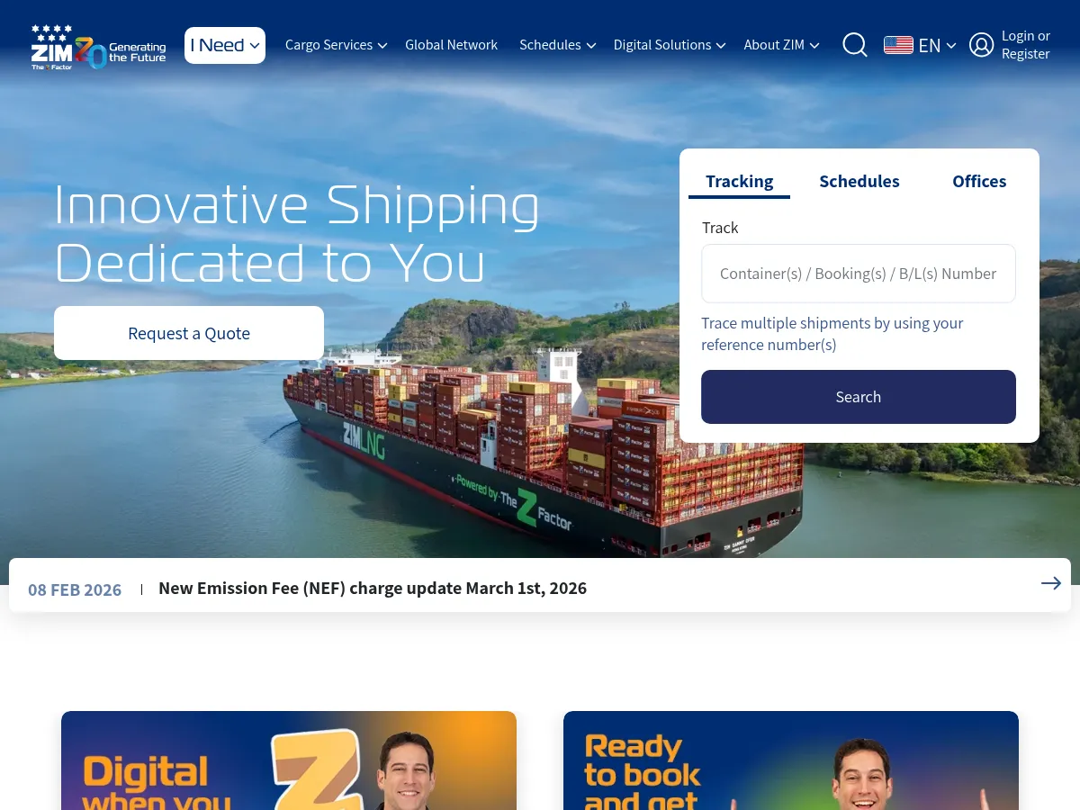 ZIM Integrated Shipping Screenshot