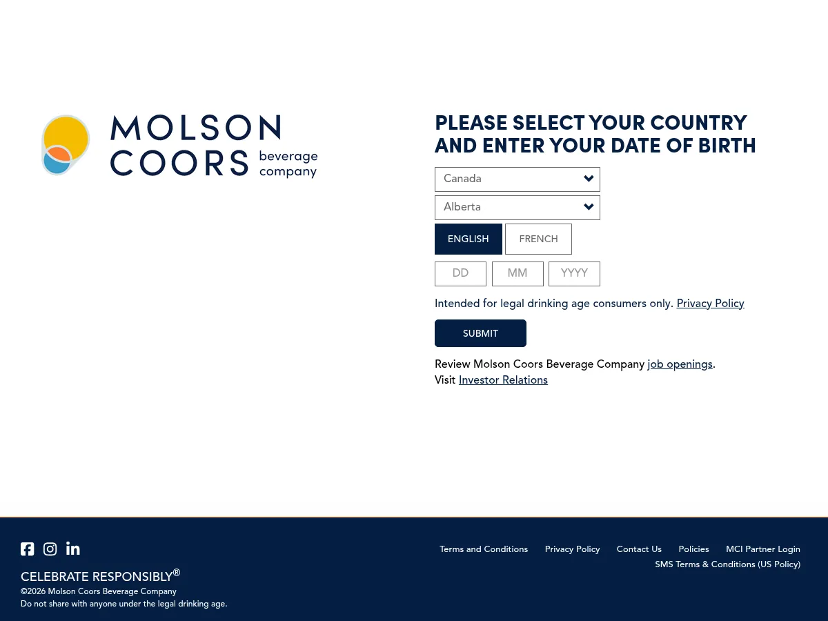 Molson Coors Beverage Screenshot